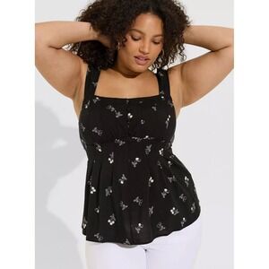 Torrid Black Cherry Print Peplum Challis Corset Top Plus Size 5 NEW